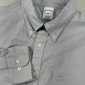Brooks Brothers 1818 Button Down Shirt Mens Large Golden Fleece Pocket Gray